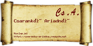 Csarankó Ariadné névjegykártya